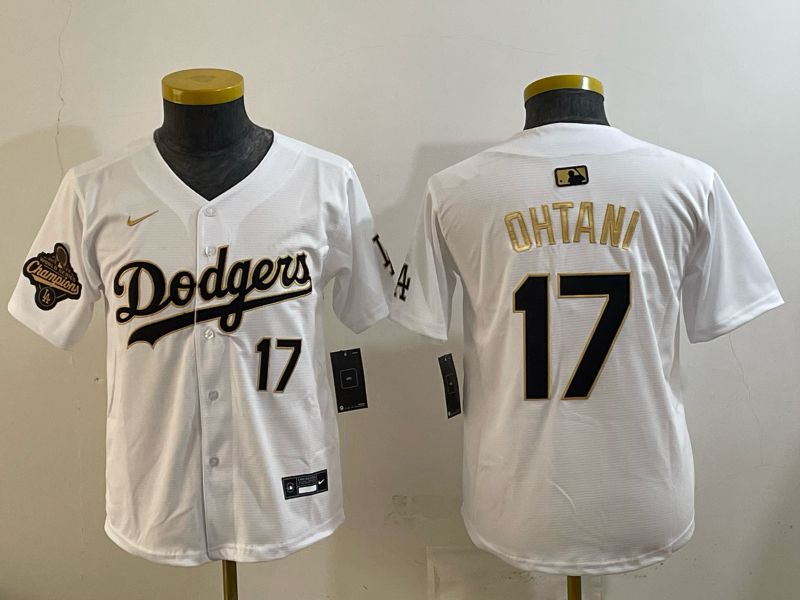 Youth 2026 Los Angeles Dodgers #17 Ohtani White Gold Game Nike MLB Jersey style 004